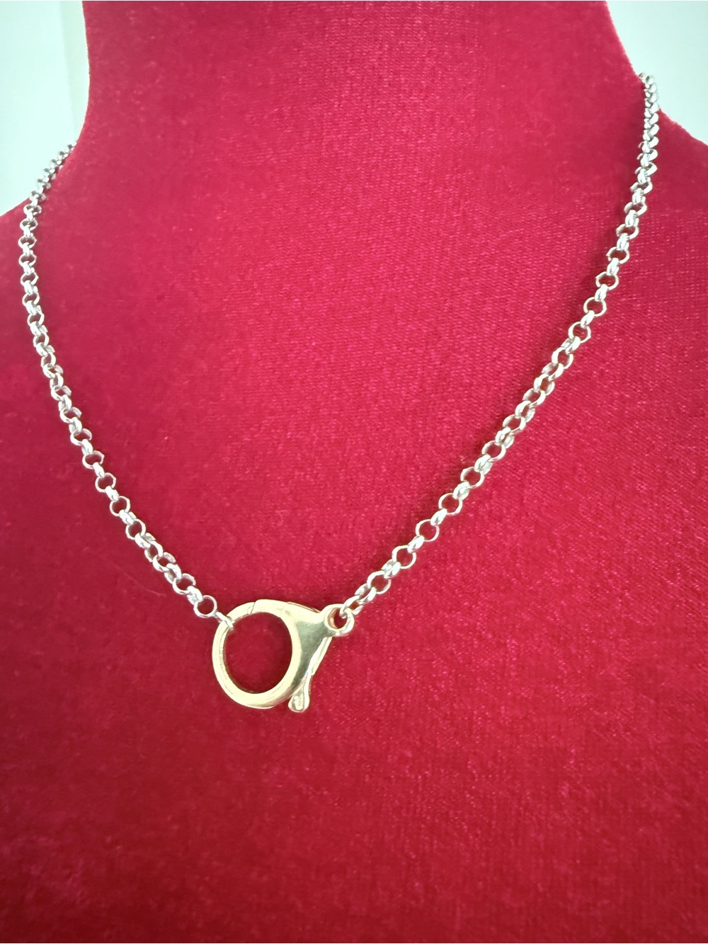 Ross Simons sterling rolo link necklace with oversized lobster clasp two-tone